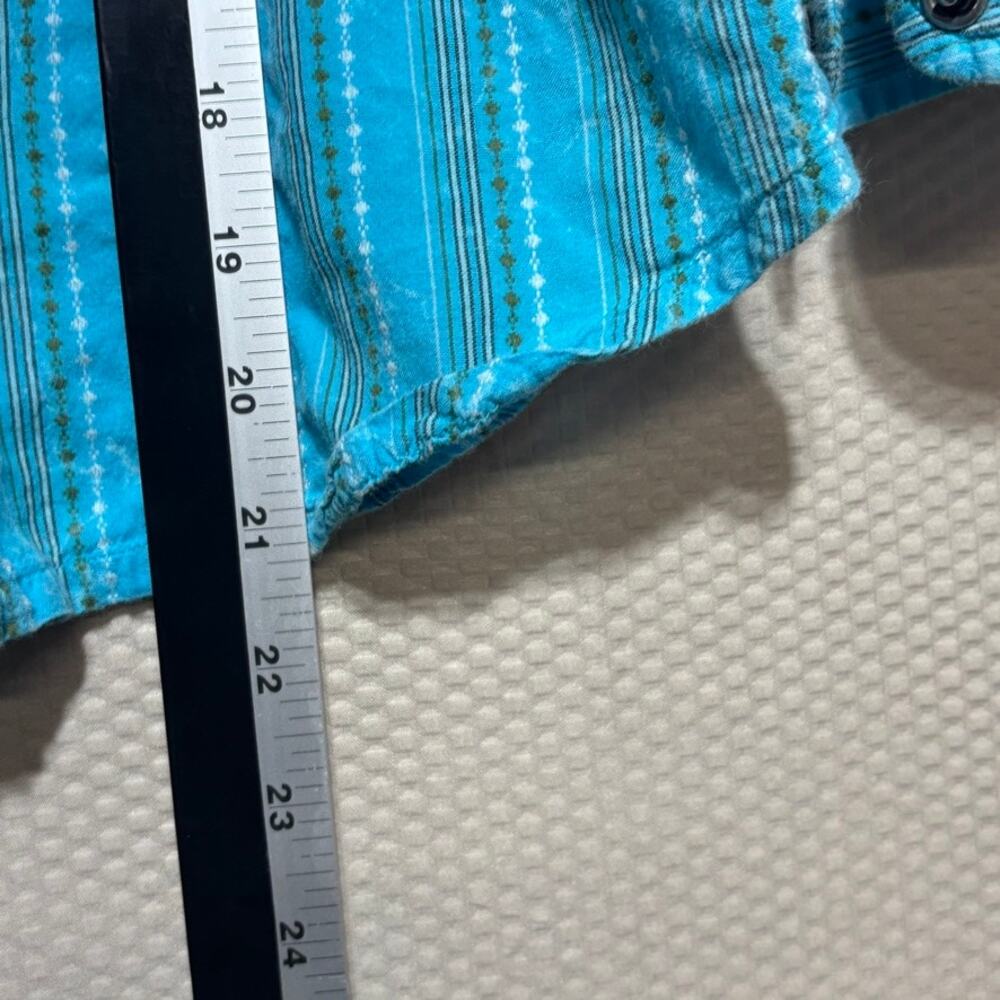 Vintage The North Face A5 Series Kids Teal Stripe Button-Up Shirt Youth Size L - Picture 7 of 9
